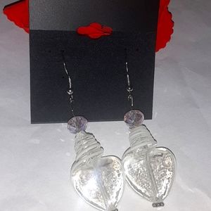 Beautiful fish hook clear dangle earrings